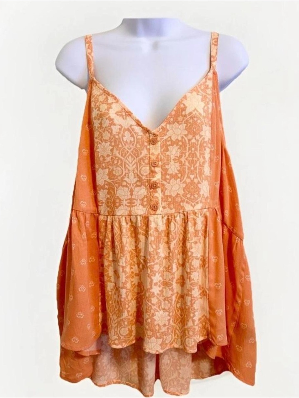 torrid Orange Floral Button-Front Peplum Cami